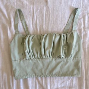 Cropped Sage Green Shein Tank with Ruching